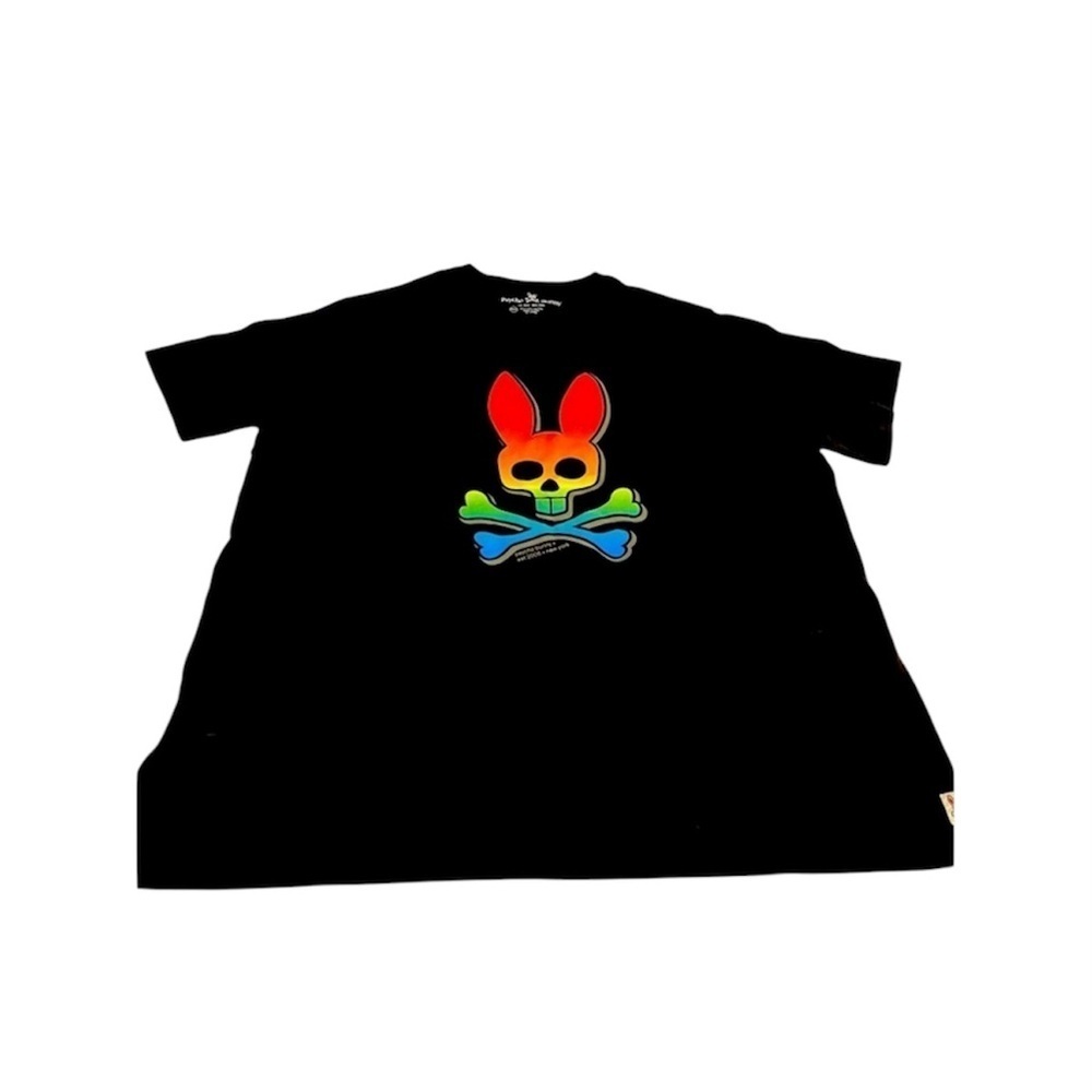 Psycho Bunny Black Tee with Skull Bunny Patch Size 5XLT